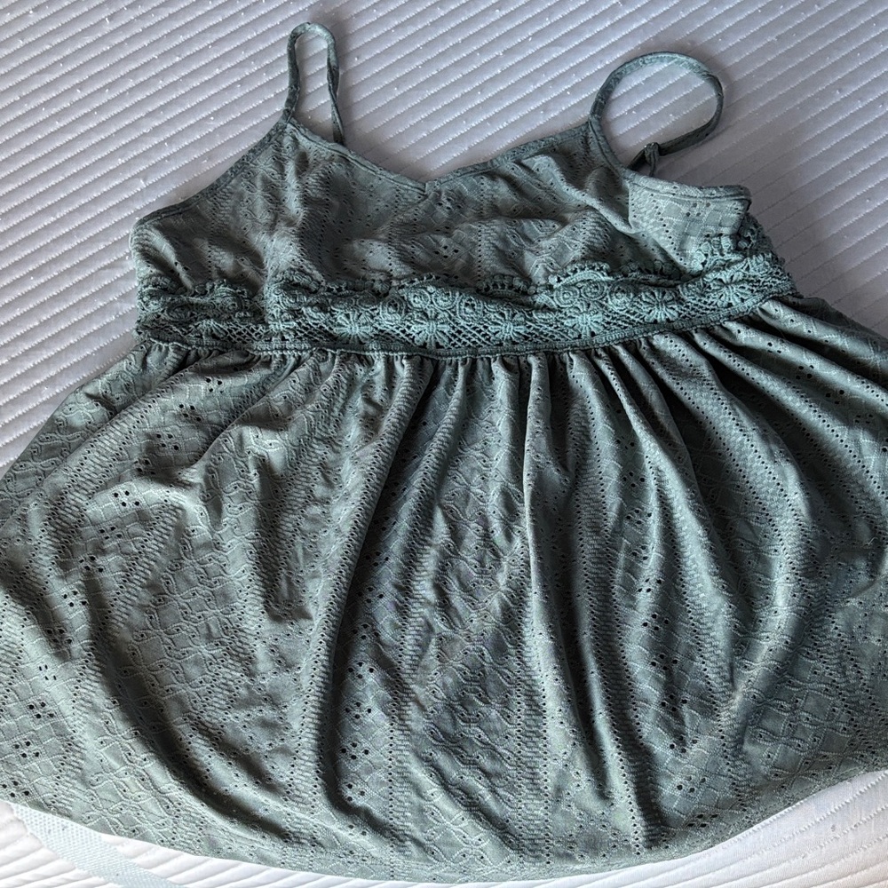 Green Sleeveless Maternity Babydoll Dress Tank